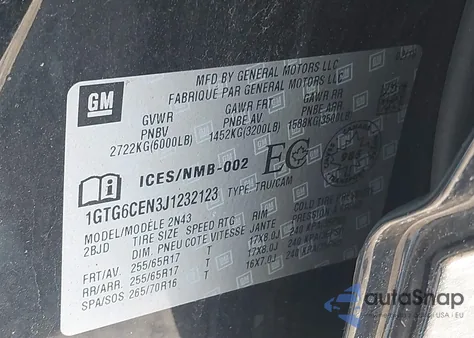 2018 GMC Canyon All Terrain W/Cloth/Sle from USA, damaged, VIN 1GTG6CEN3J1232123